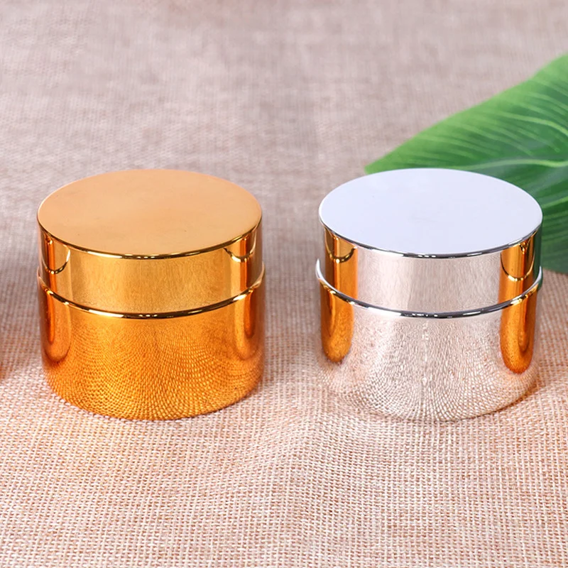 Gold Glass Cream Jar Make Up Container Empty Jars Travel 5-50g Cosmetic Jars Silver Gold Lid Glass Bottle Cosmetic Container make up trolley aluminium silver