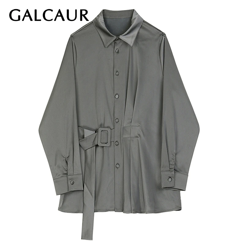 GALCAUR корейские женские топы на шнуровке с рюшами и блузка воротник лацканами