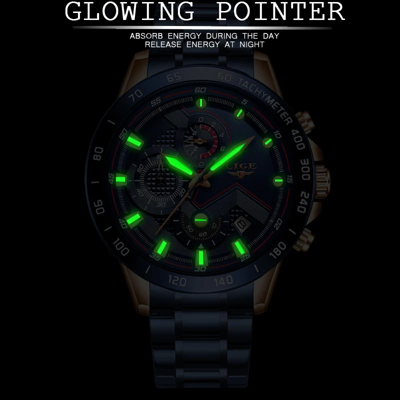 Kaufen LIGE Männer Uhr Top Marke Luxus Blau Alle Stahl Armbanduhr Chronograph Armee Militärische Wasserdichte Quarz Uhren Relogio Masculino