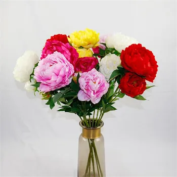 

12Pcs Fake Single Stem Peony 28.35" Length Simulation Peonia Large Flower Headfor Wedding Home Decorative Artificial Flowers