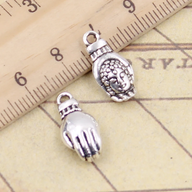 

10pcs Charms Buddhism Hand Buddha Palm 18x8mm Tibetan Bronze Silver Color Pendants Antique Jewelry Making DIY Handmade Craft