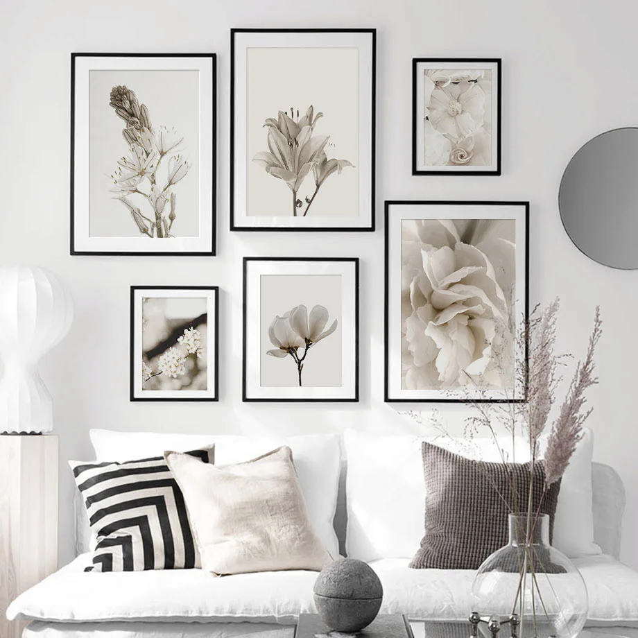 

Белая Роза Пион вишневые цветы Настенная Картина на холсте скандинавские постеры и принты растения Настенные картины для декора гостиной