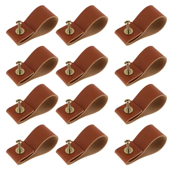 

12pcs Cabinet Leather Dresser Drawer Door Handle Kitchen Furniture Decor