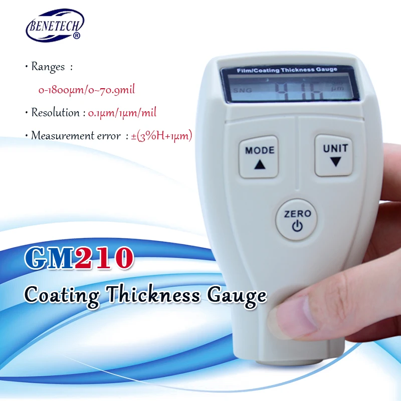 BENETECH GM210 0 1800um мини цифровая лакокрасочная пленка железная основа толщиномер