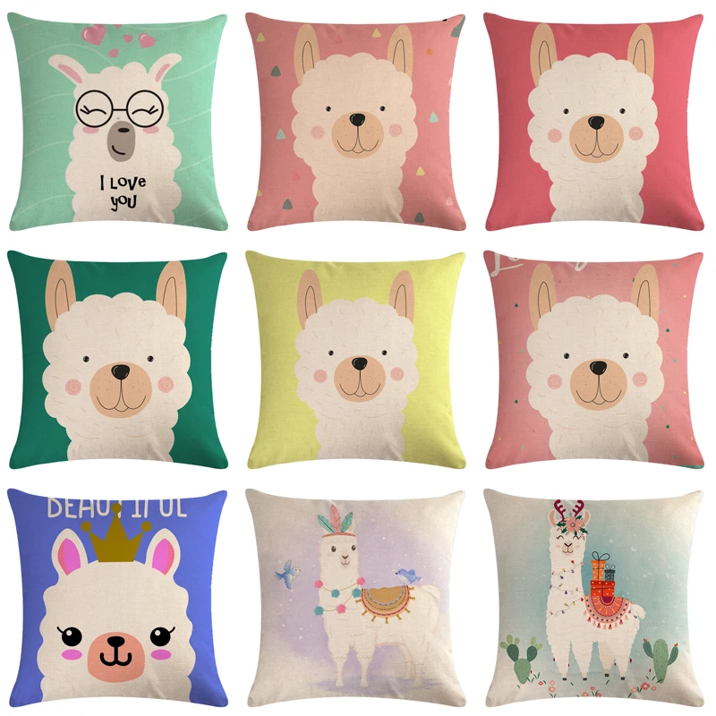 Alpaca Hugging Pillowcase Cute Grass Mud Horse Cushion Cover Sofa Bed Home Decoration Pillow Case 45x45 | Дом и сад