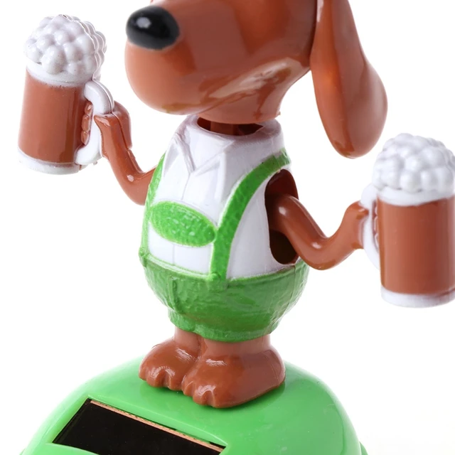 Solar Powered Dancing Bobble Head Beer Dog Educational Toy Car Ornament Toy Kids GXMB 2