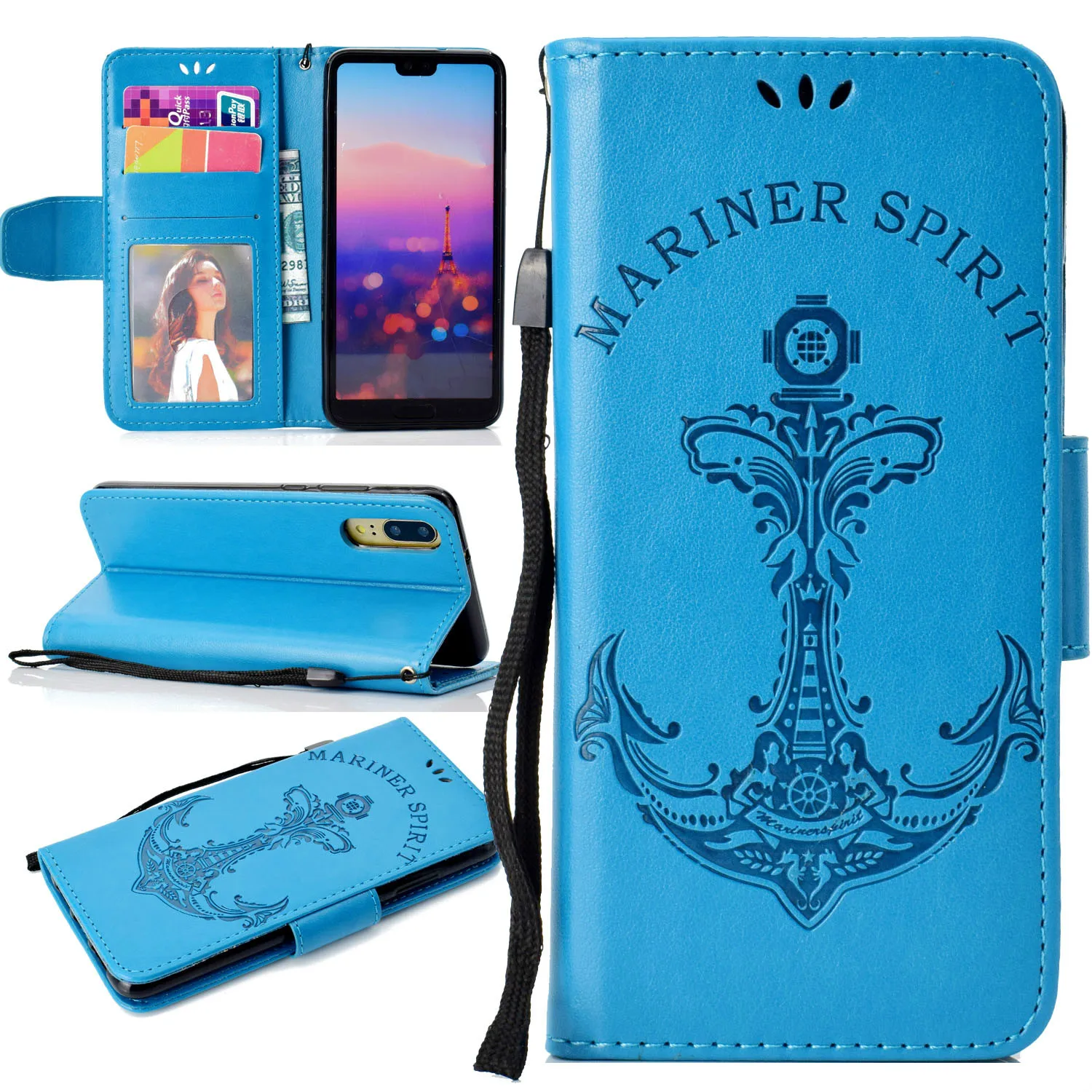 Leather phone case for SONY XA1 XA2 XZ1 XZ2 L1 L2 XA3 XZ3 XZ4 compact wallet cover Mermaid anchor flip | Мобильные телефоны и