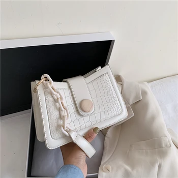 

Burminsa Summer Arcylic Chain Underarm Bags For Women Trendy Crocodile Design Hand Bags High Quality Shoulder Crossbody Bag 2020