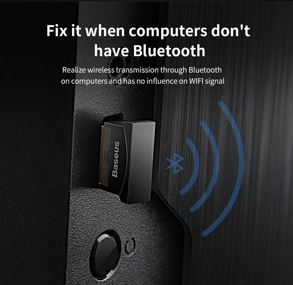 Baseus USB Bluetooth адаптер ключ для компьютера PC PS4 мышь Aux аудио Bluetooth 4,0 4,2 5,0 музыкальный приемник с динамиком передатчик