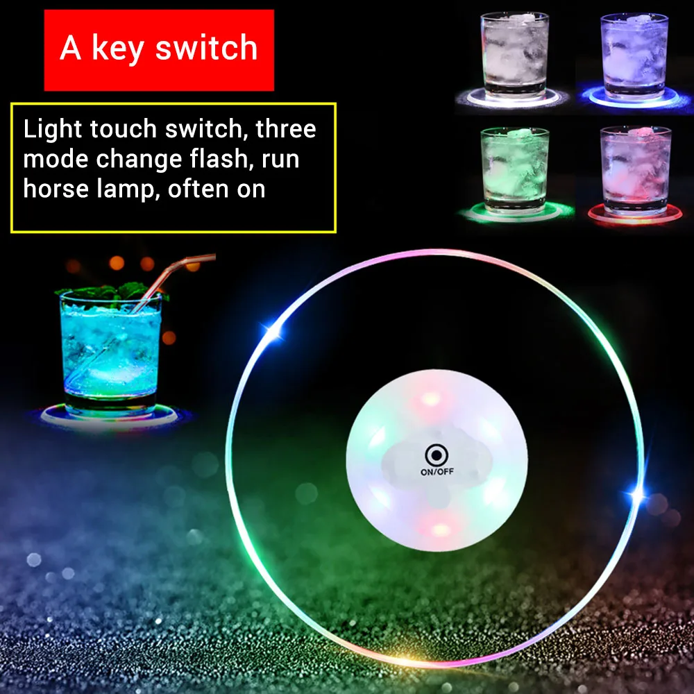 

Luminous Coaster Cup Mat Acrylic Crystal Ultra-Thin Led Light Coaster Cocktail Coaster Flash Bar Bartender Lighting Base Lamp 4