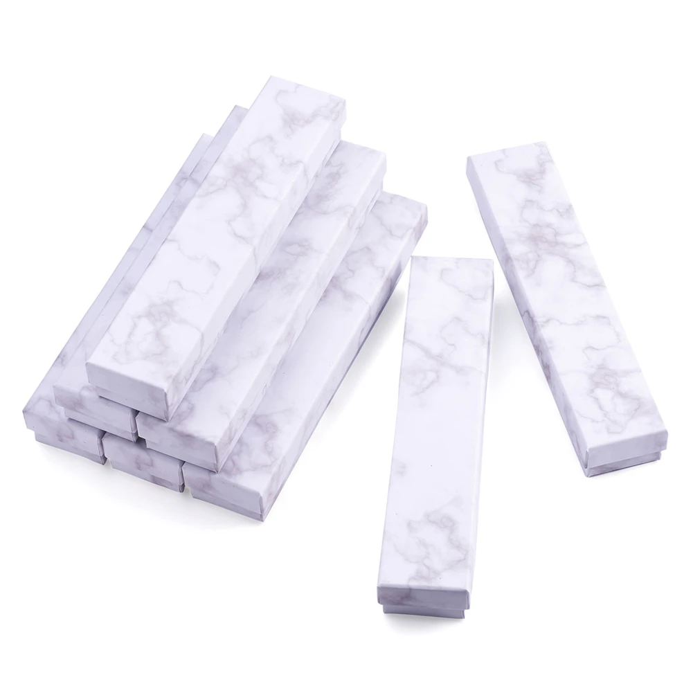 18/24pcs Square/Rectangle Marble Paper Cardboard Jewelry Gift Boxes for Necklace Bracelet Earring Ring Storage Display Packaging