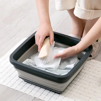 

Portable Folding Bucket Foldable Basin Outdoor Fishing Camping Car Wash Bucket Plastic Vegetable Fruit Basin Home Clean Supplies