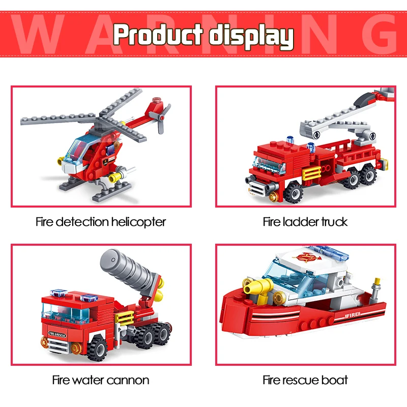 Пожарная станция автомобиль-Вертолет Лодка строительные блоки Совместимые городской пожарный фигурки грузовики Кирпичи Детские игрушки