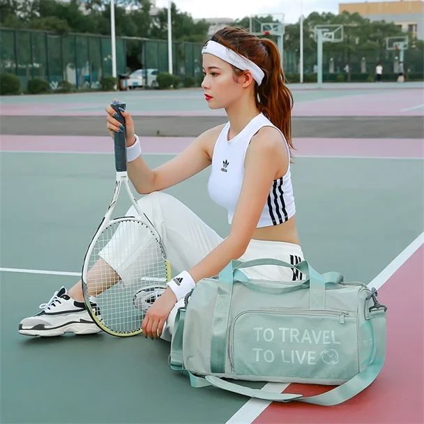 Gym Bag Women Training Sport Bag For Women Fitness Yoga Bag Dry and Wet Separation Sac De Sport Femme Waterproof Travel Handbag Matcha green