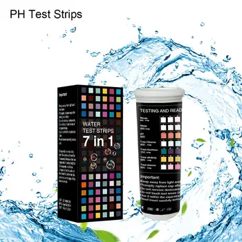 

50Pcs(One Box) 7 In 1Fish Tank Test Strip Swimming Pool PH Test Strip Aquarium Test Paper For Testing PH Level