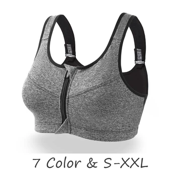 

Women Zipper Push Up Sports Bras Breathable Vest Underwear Yoga Running Gyms Sports Tops Front Zip Back Adjustable