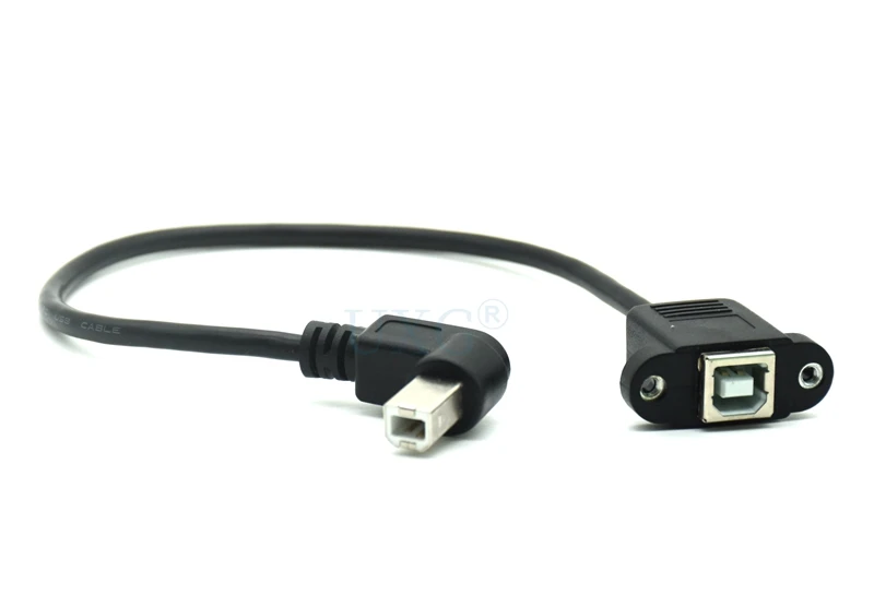 30CM M/F USB 2.0 Type B Male to Female Right Angle Extension Data Cable Panel Mount For Printer Cable Screw Hole usb extension cable usb printer cable usb extension adapter