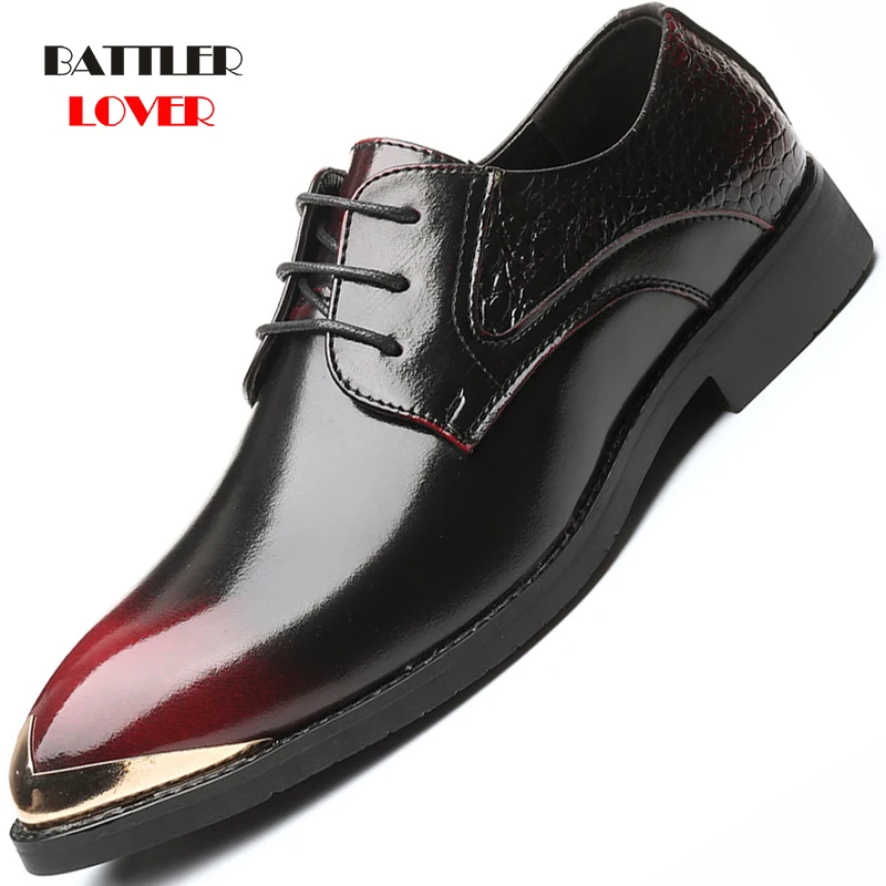 38-48 metal pointed toe mens dress shoes business Stylish Gentleman