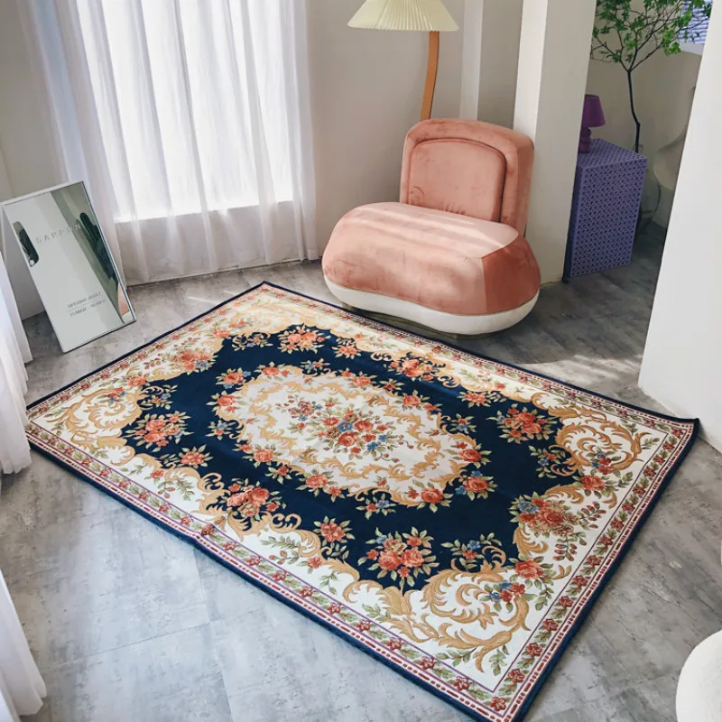 

European and American Persian Carpet Pastoral Style Vintage Flower Blanket Rugs and Carpets for Home Living Room Bedroom Decor