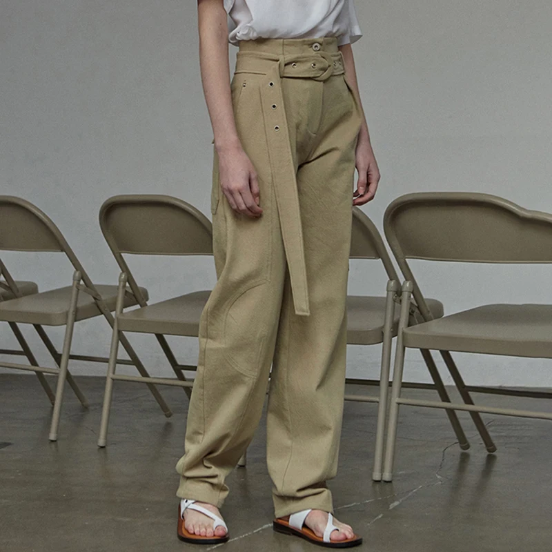 

Wide Leg Pants Women High Waist Autumn Winter Belted Loose Casual Pants Women Trousers