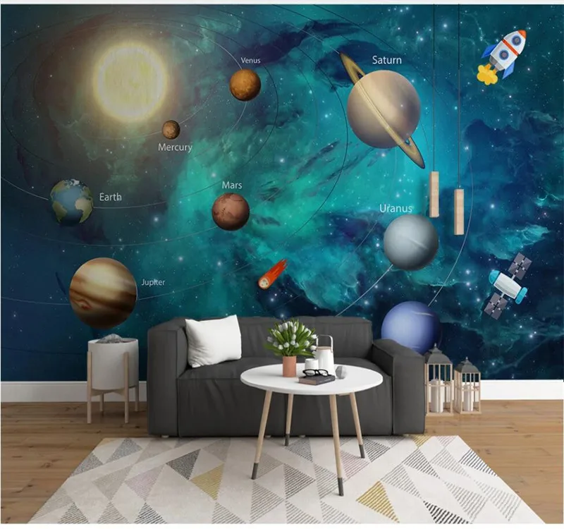 

Large custom mural wallpaper hand-painted space universe children's room background wall painting-waterproof material
