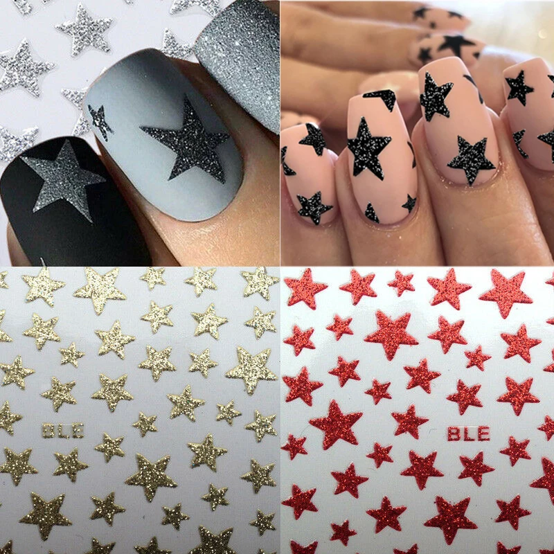 Стикеры 3D на ногти Nail Art Slider Stars Блестящий сверкающий Stickers DIY водные переводные