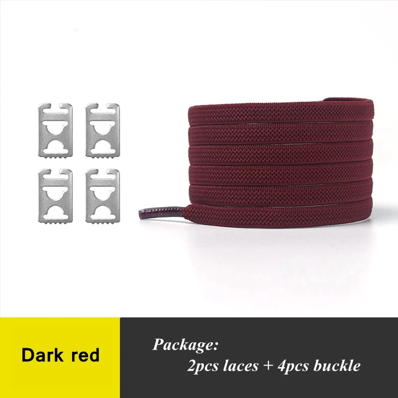 Dark red 1 пара, 24 цвета, шнурки без галстука, эластичные шнурки для детей и взрослых, быстросохнущие шнурки на плоской подошве, резиновые кроссовки, шнурки для бега - Цвет: Dark red