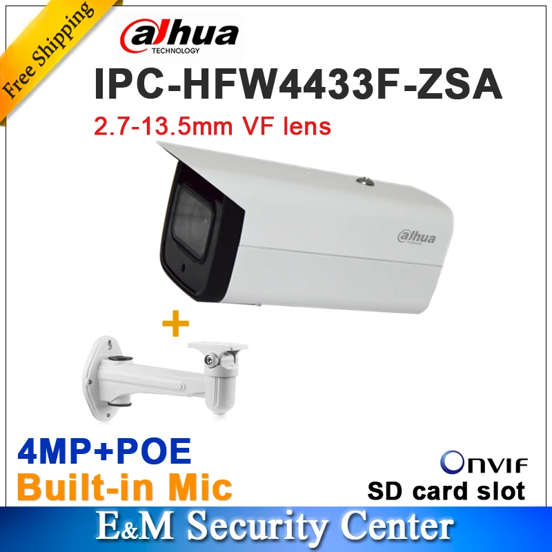 Dahua IPC-HFW4433F-ZSA 4MP IP Camera bracket 2.7mm~13.5mm Motorized lens POE 