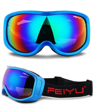 

UV400 Anti-fog Ski Glasses Snowboard Goggles Motocross Skiing Mask Eye-wear Snow Ski Equipment Protector for Kids Women Men