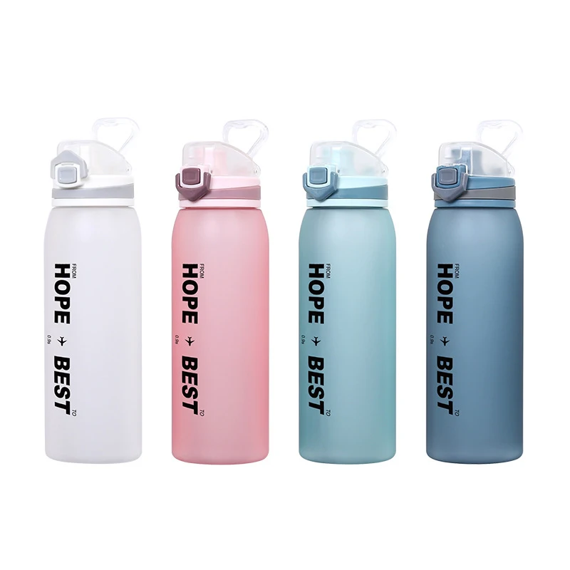 

900ML Large Capacity Sports Water Bottle BPA-Free Tritan Plastic Water Bottle Leakproof and Dustproof Cap, Carry Loop for Travel