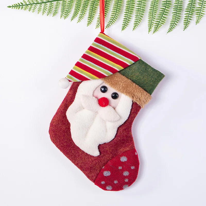 Christmas Xmas Tree Hanging Party Tree Decor Santa Sock Gift Candy Bags Lovely Gift Bag For Children Fireplace Tree