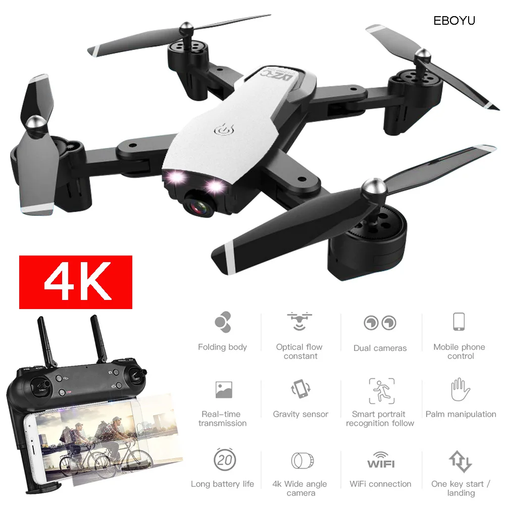 $44.89 EBOYU L107 WiFi FPV RC Drone 4K1080P Wide Angle Dual Cameras Optical Flow Altitude Hold RC Quadcop
