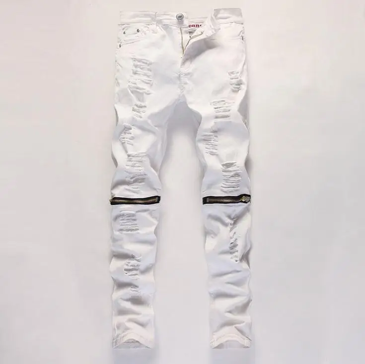 2021 Men's Pants Hole Cut Slacks Knee 