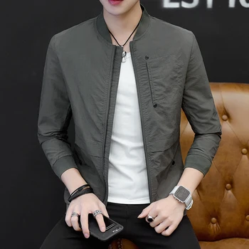 

2020 Spring Autumn Casual Solid Fashion Slim Jacket Men Overcoat Baseball Jackets Men's streetwear Jacket