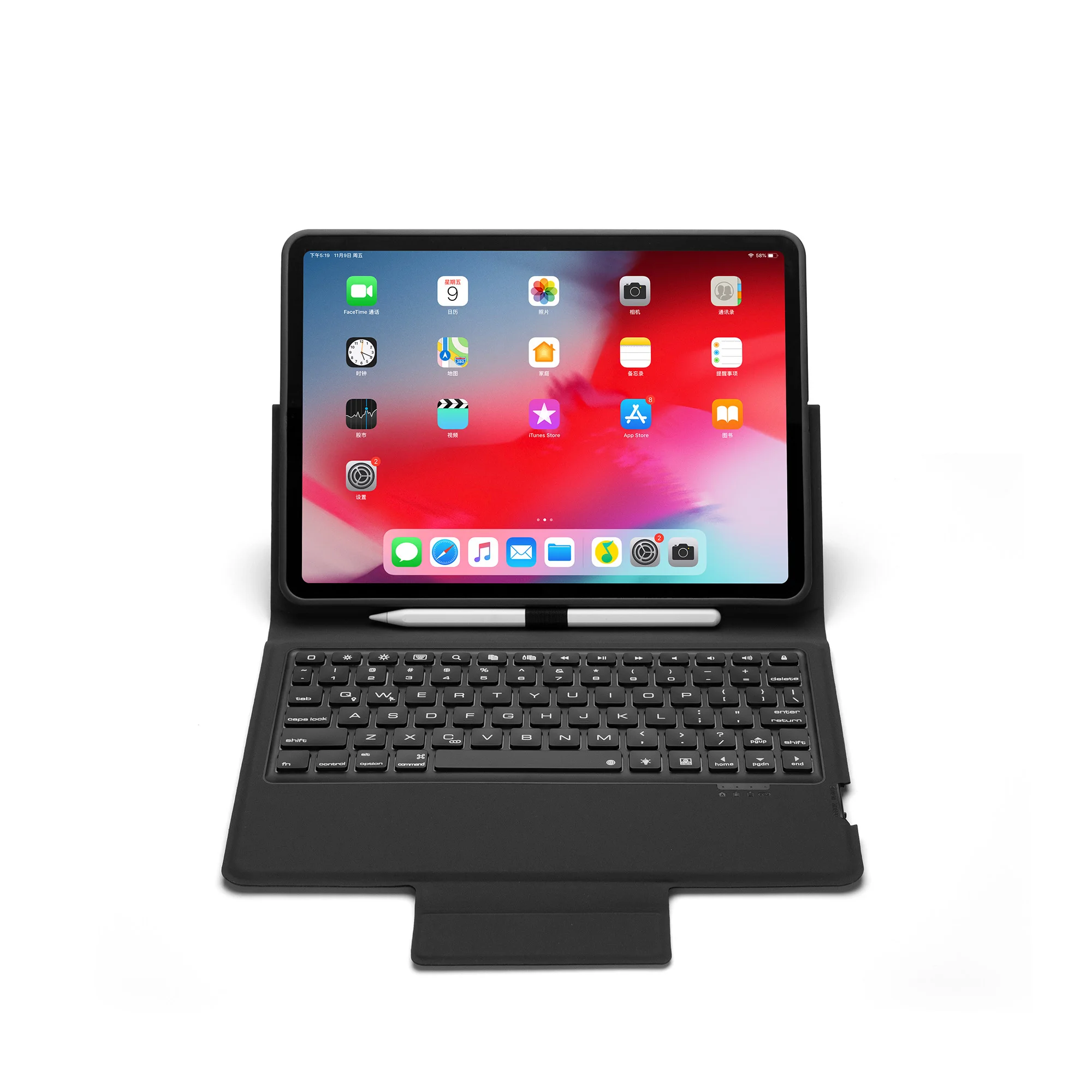 Беспроводной Bluetooth клавиатура кожаный чехол для iPad Pro 11 дюймов с Красочная светодиодная подсветка