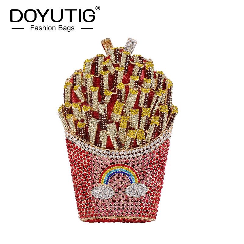 Best Price DOYUTIG цветные стразы в форме картофеля фри для вечерние женские Роскошные Алмазные металлические сумки через плечо вечерняя сумка A251 Best Price DOYUTIG цветные стразы в форме картофеля фри для вечерние женские Роскошные Алмазные металлические сумки через плечо вечерняя сумка A251