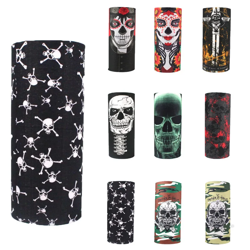 

Face Cover Unisex Bandana Women Men Scarf Skull Pattern Personality Retro