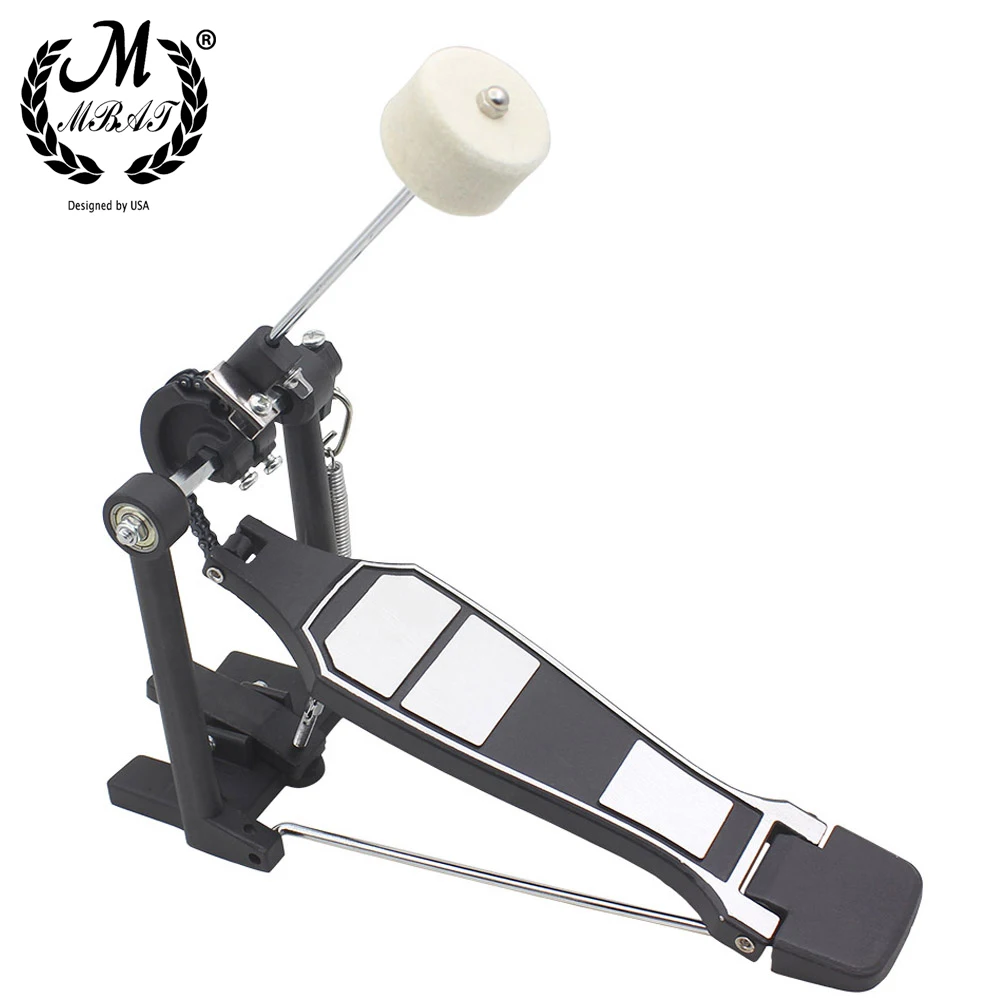 M MBAT Bass Drum Pedal with Drum Beater Foot Kick Tension Spring Single Chain Drive Set Percussion Instrument Part Accessories