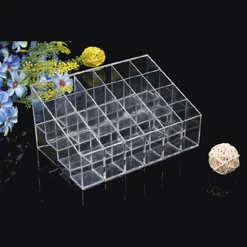 

Chic Acrylic Makeup Organizer Storage Lipstick Makeup Nail Polish Case Holder Display Rack 4 Layers 24 Lattic Jewelry Stand