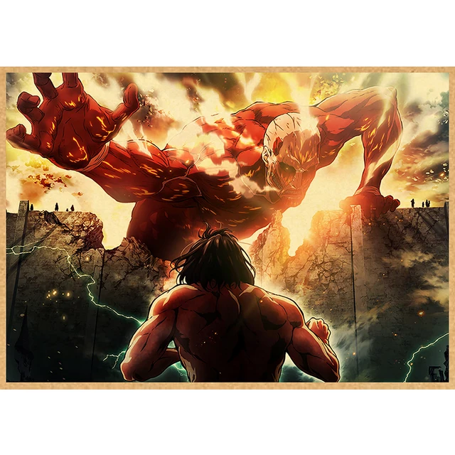 Attack on Titan Anime Poster Decor For Home Posters Room Wall Pictur Kraft Paper Retro And Prints Art Bar Cafe Stickers 46