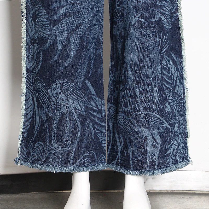 GALCAUR Korean Print Hit Color Denim Pants For Women High Waist Pocket Large Size Long Wide Leg Jeans Female Spring 2020 Clothes (6).JPG