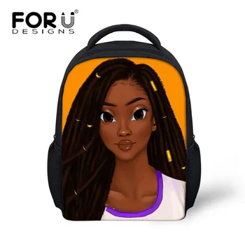 

FORUDESIGNS 2019 Mini School Bag For Kids Black Art African Girl Kids Baby Bag Girls Small Capacity Backpack Travel School Bag