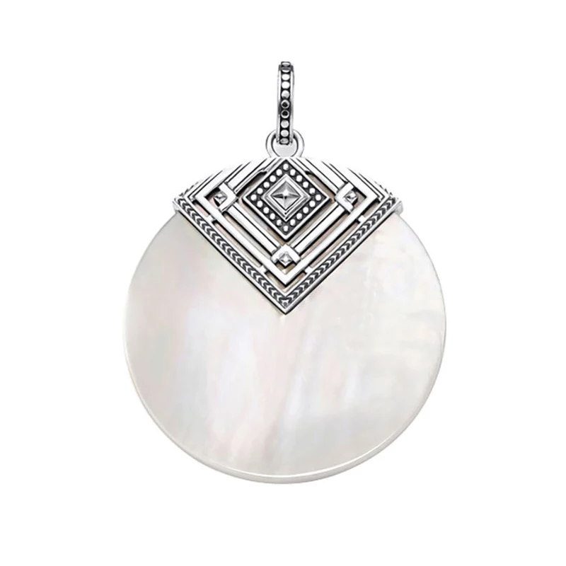 

Africa Shell Round Disc Pendant Bohemian Boho 925 Sterling Silver Mother of Pearl Necklaces Jewelry Accessories for Women Men