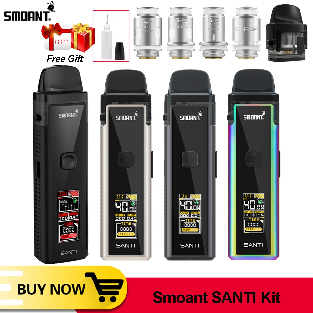 Smoant Santi Pod Kit 40W 1100mAh E-cigarrillo vaporizador con cartucho de 3,5 ML/DL/RDL/MTL SISTEMA DE VAINA bolígrafo Vape Kit del Vinci 22 Kit
