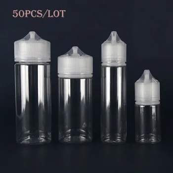 

50PCS 30ml 60ml 100ml 120ml Empty Plastic PET Transparent Dropper Bottles E Liquid Vape Juice Bottle with Translucent White Caps