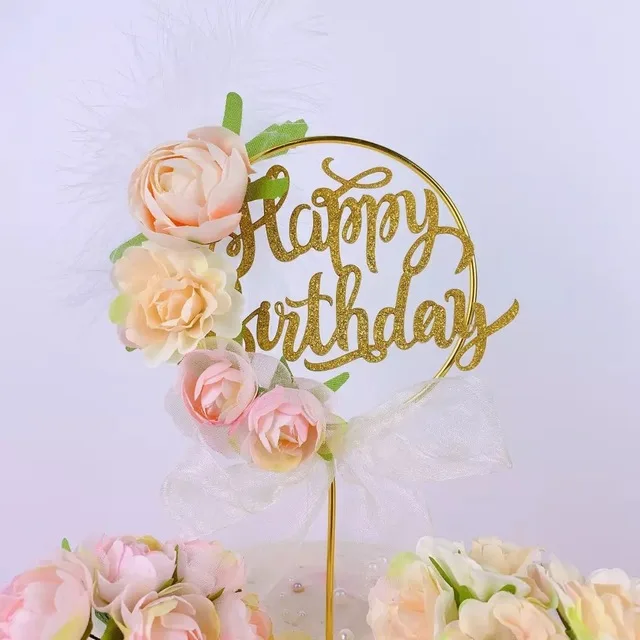 Пианино торт тег день рождения торт Топпер выпечки украшения кулон вечерние принадлежности Моделирование цветок торт Топпер ребенок день рождения - Цвет: Темный хаки