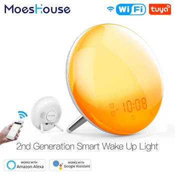 WiFi Smart Wake Up Light Workday Alarm Clock with 7 Colors Sunrise/Sunset Smart Life Tuya APP Works with Alexa Google Home 1