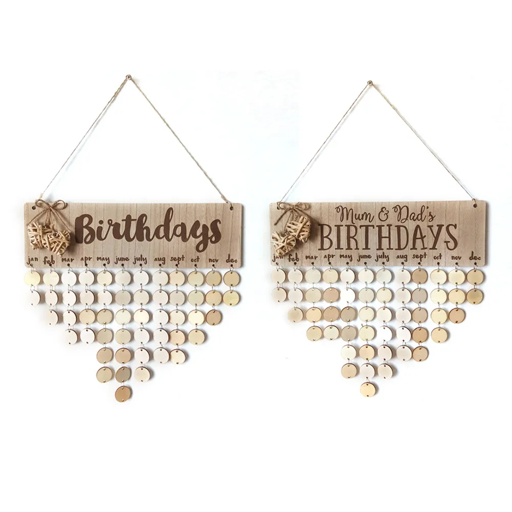 

DIY Families Friends Birthday Anniversary Calendar Signature Plans Board Natural Wood Birthday Board Hanging Decorative Gifts