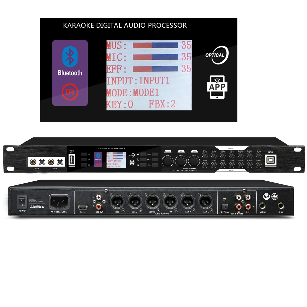 JBL-KX500 Audio Microphone Sound Processor with Computer PC Software Bluetooth APP Connection PreAmps USB Mixer Digital Effector
