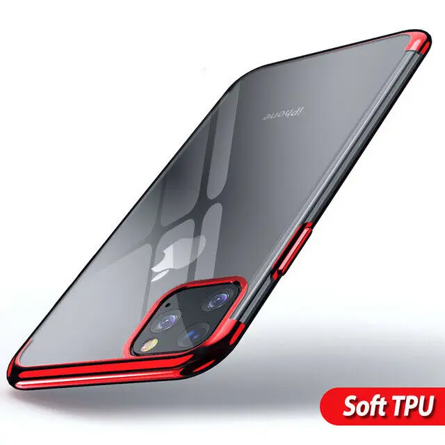 Красный Для Apple iPhone 11 Pro Max XS XR X XS MAX 7 8 6 6S Plus Гибридный Силиконовый мягкий прозрачный чехол-бампер - Цвет: Красный